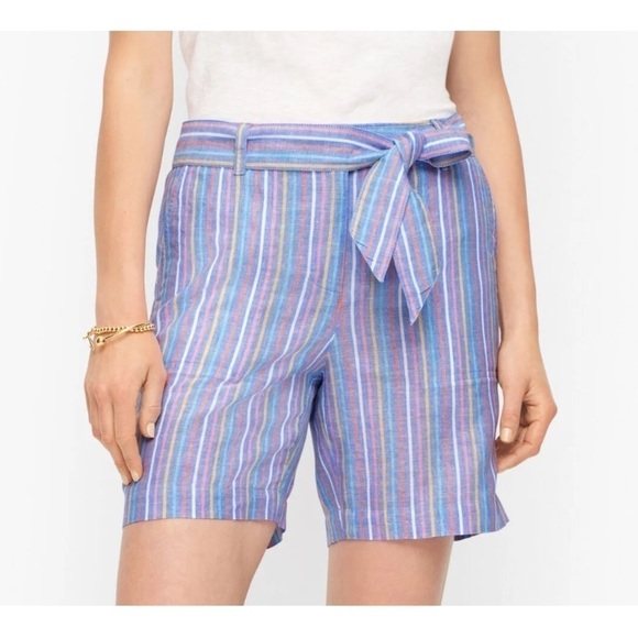 Talbots Tie Waist Shorts in Sunshine Stripe - Picture 1 of 12